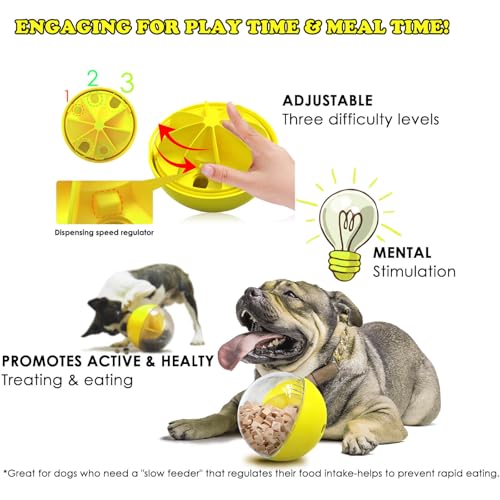 5.6 inch Dog Treat Ball, Puzzles, Herding Ball for All Dog Breeds, Interactive Dogs Toy & Treat Dispenser, Keep Them Busy, Enrichment, Reduces Boredom, Stress & Hyperactivity