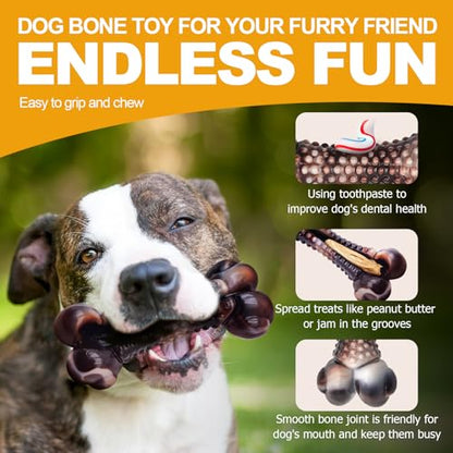 Dog Chew Toys for Aggressive Chewers, 2Pack Indestructible Dogs Bone Toy for Large Small Medium Breeds, Durable Tough Nylon Dog Toys To Keep Them Busy, Puppy Teething Dogs Toy Bone, Beef&Bacon Flavor - color: Real Bacon&Beef