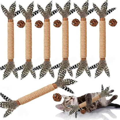 Cat Toys, 7 Pack Silvervine Cat Feather Toy Kitten Chew Stick Catnip Treat for Cleaning Teeth Indoor Kitty Teaser Wand Molar Snack for Interactive Pet Rabbit Bunny Hamster - size: Pro-7 Pack