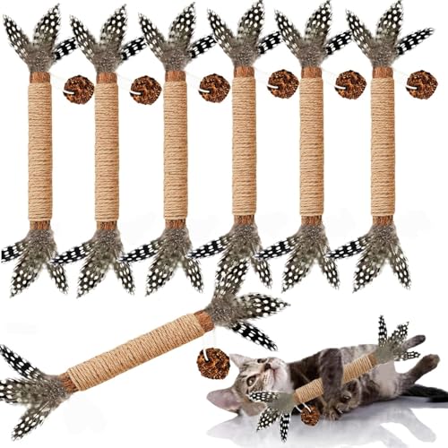 Cat Toys, 7 Pack Silvervine Cat Feather Toy Kitten Chew Stick Catnip Treat for Cleaning Teeth Indoor Kitty Teaser Wand Molar Snack for Interactive Pet Rabbit Bunny Hamster - size: Pro-7 Pack