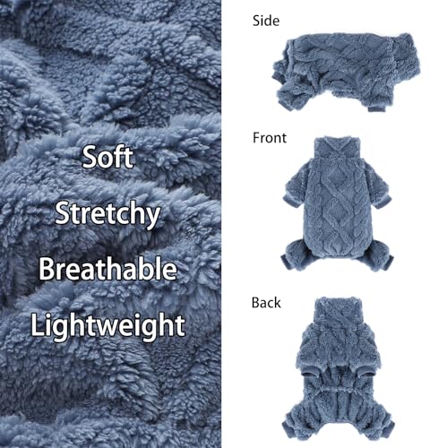 Dog Sweater Fleece Turtleneck Winter Dog Clothes for Small Dogs Girls Boy, Warm Fleece Puppy Pajamas Onesies, Pet Clothes Puppy Sweater Pjs, Doggy Jumpsuits Doggie Outfit,Blue,XXS - color: Blue, size: XX-Small (Chest 11in )