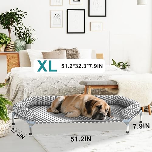 Orthopedic Dog Beds for Large Dogs - Removable Bolsters & cleanable Cover,Elevated Outdoor Dog Bed,Easy to Assemble,Up to 130lbs,Extra Large - size: 6 Sided Bolster X-large