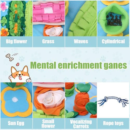 Snuffle Mat for Dogs Large Breed - 32'' X 20'' Washable Durable Sniff Mat for Slow Feeding Training, Enrichment Puzzle Toy for Mental Stimulation & Stress Relief - color: Blue-Pink