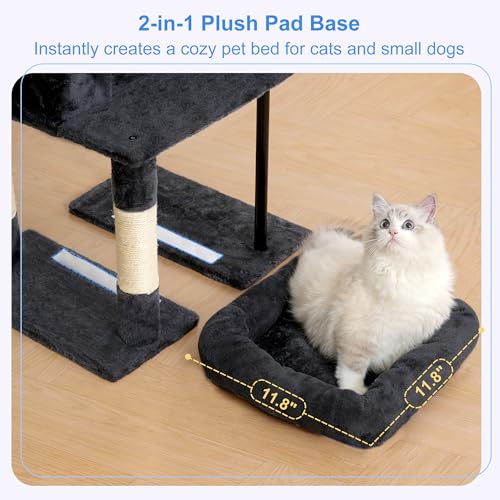 Heybly Cat Tree， HCT202SG - color: Smoky Gray, size: 45.3 inch