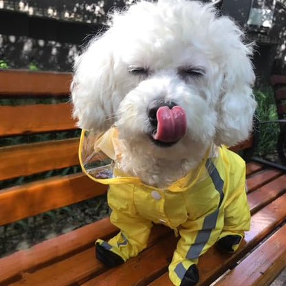 Dog Raincoat with Boots,Waterproof Dog Raincoats with Hood for Small Medium Large Dogs,Raincoat with Reflective Strap, Lightweight Rain Jacket with Leash Hole (Yellow Flower, XX-Large) - color: Yellow Flower, size: XXL (14-17lb)
