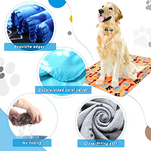Chumia 28 Pieces Puppy Blanket Bulk Small Fleece Pet Blanket for Puppy Dogs Kitten Cats Pets Soft Warm Paw Print Sleep Mat Bed Covers, 28 Styles(27.5 x 39.3 Inch) - size: 27.5 x 39.3 Inch