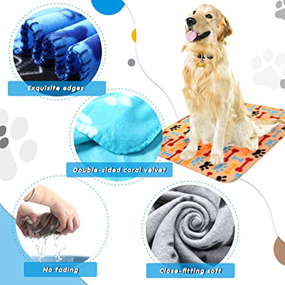 Chumia 28 Pieces Puppy Blanket Bulk Small Fleece Pet Blanket for Puppy Dogs Kitten Cats Pets Soft Warm Paw Print Sleep Mat Bed Covers, 28 Styles(27.5 x 39.3 Inch) - size: 27.5 x 39.3 Inch