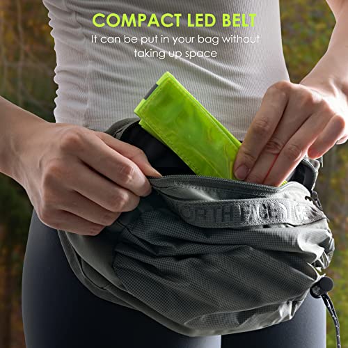 LED Belt Reflective Sash for Walking at Night, High Visibility Adjustable Night Running Safety Gear Rechargeable LED Light Up Running Belt Reflective Gear for Runners Walkers Men Women - color: green