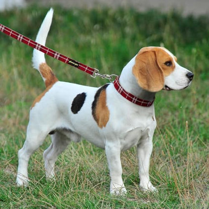 Plutus Pet Cotton Hemp Dog Collar and Leash Set, Adjustable Collar for Small, Medium, and Large Dogs, Heavy Duty and Soft on Skin, Red Plaid, XS - color: Red Plaid, size: X-Small