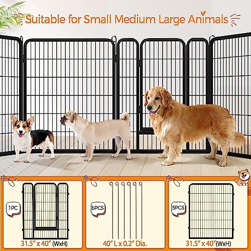 Yaheetech Wide Panel Dog Playpen, 6 Panels 40 inch High Pet Pen with Gate, Portable Indoor Outdoor Fence for Medium/Large Breed Dogs - size: 40"
