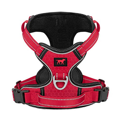 Tuff Pupper No Pull Easy Walk Dog Harness | Heavy Duty Pet Vest | Front & Back Leash Clips | Strong Safety Handle | Reflective Anti Pull Vest | Comfortable Padded Escape Proof Harness (X-Large, Red) - color: March Red, size: X-Large (Neck: 20-30" , Chest: