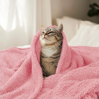 Luciphia Premium Fleece Pet Blanket for Small Medium Dogs Puppy Soft Sherpa Calming Cat Throw Blankets(Pink,30x20 inches) - color: Pink, size: 30x20 inches