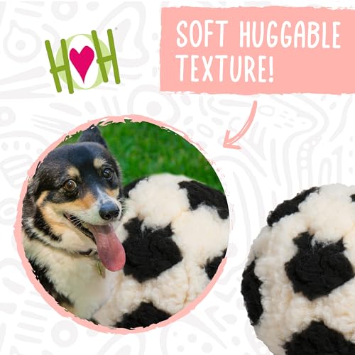 HuggleHounds HuggleFleece Plush Soccer Ball Dog Toy - Dog Fuzzy Ball Toy, Durable Round Soft Fleece, Stuffed Puppy Plush for Small and Large Breeds - 8", Large - size: Large, style: Soccer Ball