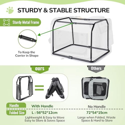 Morpilot 28-inch Portable Collapsible Dog Crate: Travel Dog Crate Soft-Sided for Small Medium Dogs up to 40lbs, with Foldable Bowl, Shoulder Strap & Storage Pockets, Grey - size: 27.6"L x 20.5"W x 20.5"H