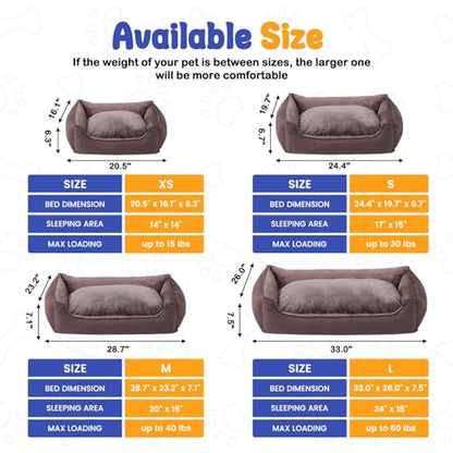 Rectangle Dog Bed for Medium Size Dog with Removable Washable Cover Pet Bed with Bolster Sides Non-Slip Bottom Pet Sofa Waterproof Lining Durable Pet Cuddler, Dark Brown 29x 23x 7.1 in - color: Dark Brown, size: 29"L x 23"W x 7.1"Th