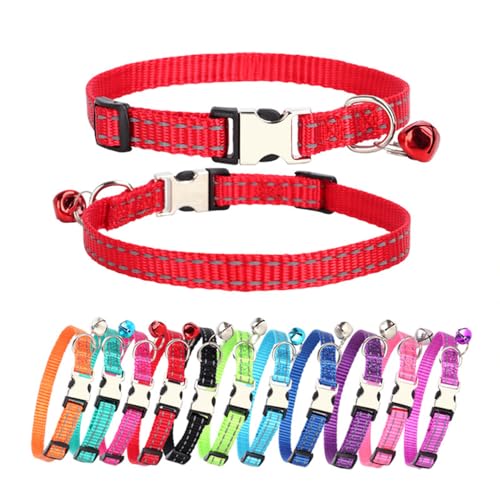 Green Puppy Collar with Bell, Reflective Nylon XS Cat Collars Soft Adjustable Buckle for XXS XSmall Small Puppy Female Tiny Pets Dogs Boy Girl Kitten Yorkie X-Small - color: Green