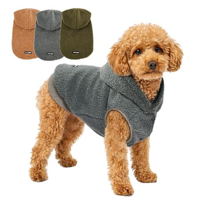 Tuff Pupper Fleece Dog Hoodie Sweater | Teddy Sherpa Outer & Soft Polar Fleece Lining | Adjustable Fit Winter Coat with Hood, Leash Hole, Ribbed Cuffs | for Small Medium Large XL XXL Dogs (Grey, XXS) - color: Grey, size: 5-10 lbs (XX-Small)