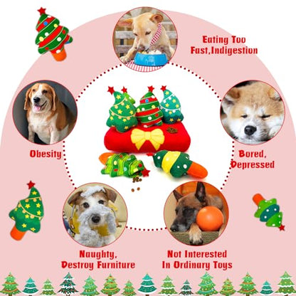 Christmas Hide and Seek Dog Toys, Squeaky Interactive Puzzle Dog Toys for Boredom and Stimulation, Dog Enrichment Toys for Small and Medium Dogs (Christmas Trees, Pack of 6) - style: O-Christmas Tree