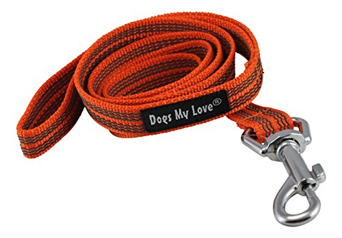 Dogs My Love Comfort Grip Non-Slip Dog Leash 4ft to 30ft Long for Smal and Medium Dogs 5/8-inch Wide (4 Ft, Orange) - color: Orange, size: 4 Ft