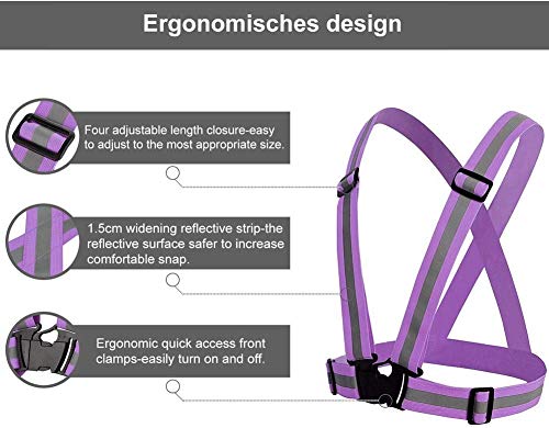 Chiwo Reflective Vest Running Gear 2Pack, High Visibility Adjustable Safety Ves for Night Cycling,Hiking, Jogging,Dog Walking - color: Blank Purple