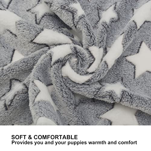 1 Pack 3 Puppy Blankets Cat Dog Blankets Super Soft Warm Sleep Mat Grey Star Cute Print Blanket Fluffy Fleece Pet Blanket Flannel Throw for Small Dogs Puppy Dogs Cats Medium(29"x20") - color: Star/Series, size: Medium(29"x20")