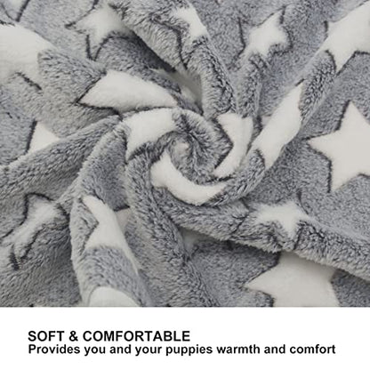 1 Pack 3 Puppy Blankets Cat Dog Blankets Super Soft Warm Sleep Mat Grey Star Cute Print Blanket Fluffy Fleece Pet Blanket Flannel Throw for Small Dogs Puppy Dogs Cats Medium(29"x20") - color: Star/Series, size: Medium(29"x20")