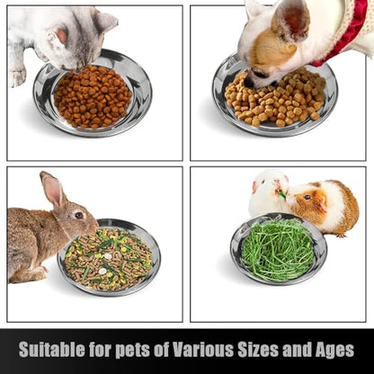 Stainless Steel Cat Bowls Food Dishes for Indoor Cats Cats Shallow Whisker Friendly 6.4Inches Cat Food Water Dishes Bowls Whisker Fatigue Relief Dishwasher Safe 2Pcs