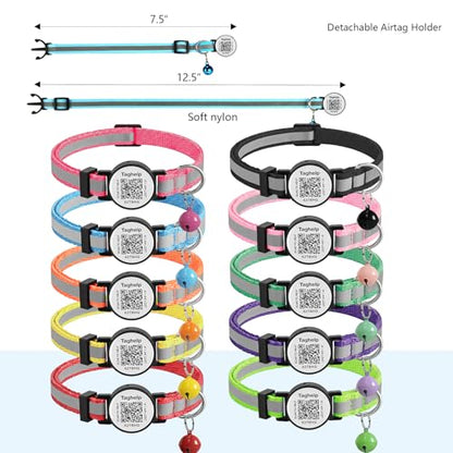 Reflective Kitten Collars with Bell,Cat Collar Breakaway with QR Code Name Tag, Cat ID Tag Personalized, Ultra-Durable, Adjustable, Fits Most Girl Boy Small Large Cats (Pink Reflective)