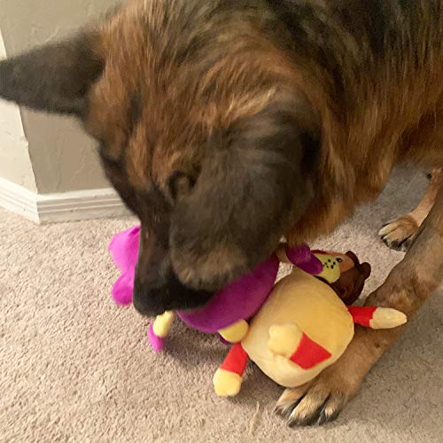 Jalousie Dog Squeaky Toys Value Set Non-Toxic Squeaky Balls Toss Fetch TPR Rubber Puppy Toys Spikey Dog Chew Toy for Small Medium Breed Pet Toys for Puppy (3 Pack 2-in-1 Plush) - color: 3 Pack 2-in-1 Plush