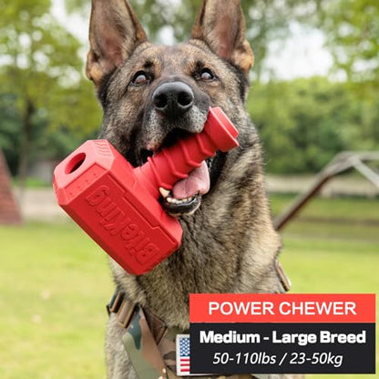 Natural Rubber Dog Toys for Large Aggressive Chewers - Lifetime Replacement - Indestructible Fetch Treat Toy for Large Dogs - Durable Hammer Dog Chew Toy for Super Chewer, Red - color: Hammer Toy - Red