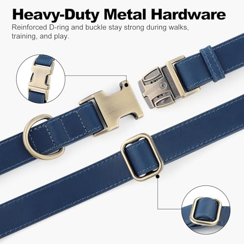 Plutus Pet Genuine Leather Dog Collar – Adjustable Pet Collar with Quick Release Metal Buckle, Soft Real Leather for Small Medium Large Dogs, Heavy Duty & Skin-Friendly (Royal Blue, XS) - color: Royal Blue, size: XS