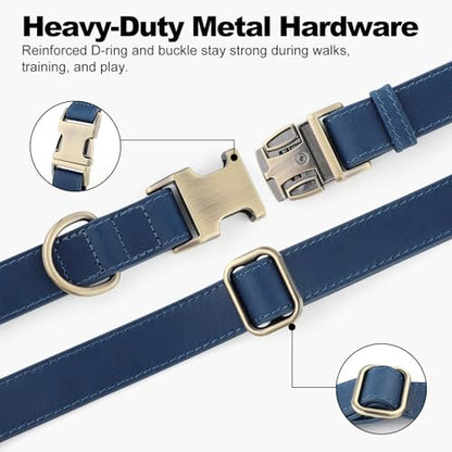 Plutus Pet Genuine Leather Dog Collar – Adjustable Pet Collar with Quick Release Metal Buckle, Soft Real Leather for Small Medium Large Dogs, Heavy Duty & Skin-Friendly (Royal Blue, XS) - color: Royal Blue, size: XS