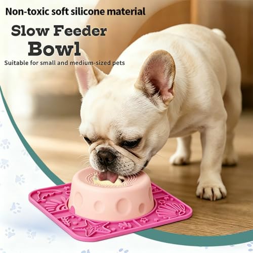 Slow Feeder Dog Lick Bowl with 3 Rolling Ball,Anti-Slip Silicone Puzzle Feeder for Liquid Treats,Bone Broth,Yogurt,Wet Food,Anxiety Relief Enrichment Lick Toy for All Dogs & Cats (Ocean Blue) - color: Ocean Blue