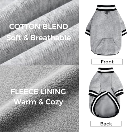 BINGPET Large Dog Sweater Pullover Fleece Vest with Leash Hole & D-Ring,Cotton Dog Hoodie for Small Medium Large Dogs Puppy Boys Girls,Thick Soft Fleece Winter Dog Clothes Cold Weather Sweatshirt Coat - color: Grey, size: XL(Chest: 33",Neck: 21",Back: 20"