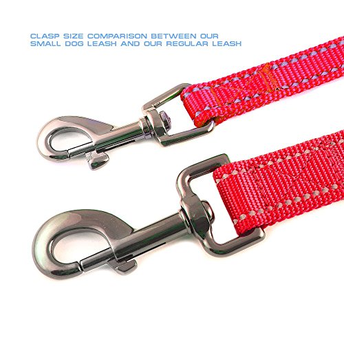 Max and Neo Small Dog Reflective Nylon Leash - We Donate One to Rescue for Every Leash Sold (Red, 4x5/8) - color: RED, size: 4 FT x 5/8" Wide