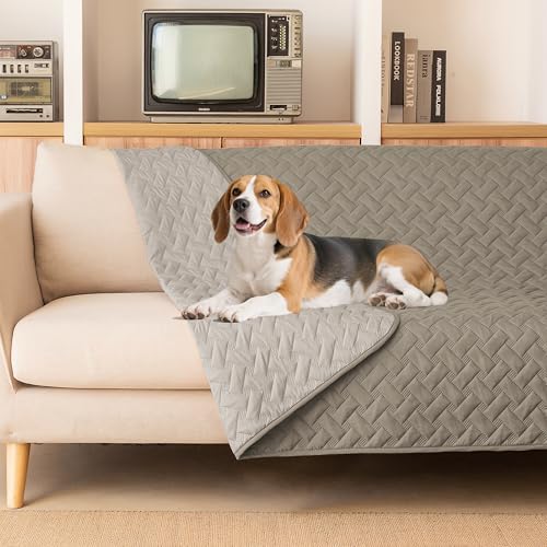 gogobunny Waterproof Dog Bed Cover Pet Blanket for Furniture Bed Couch Sofa Reversible (Dark Stone/Light Stone, 82x82 Inch (Pack of 1)) - color: Dark Stone/Light Stone, size: 82x82 Inch (Pack of 1)