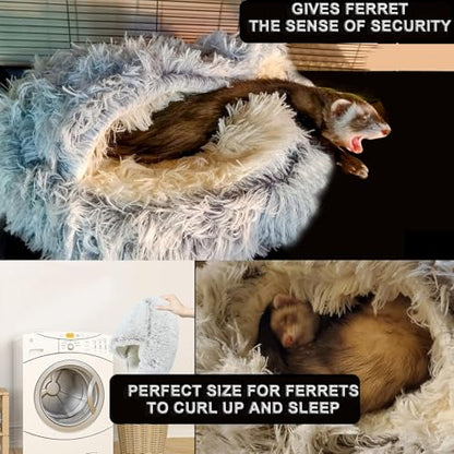Ferret Bed Cave and Hideouts，Ferret Hideaway Bed Accessories for Cage Ferret Beds and Hideouts (Gray) - color: Grey
