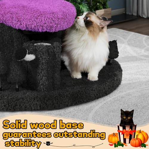 KAMABOKO 90.5" Tall Cat Tree for Indoor Cats, Large Cat Tower with Luxury Cat Condo, Cat Tree Tower with Soft Cushion, Scratching Board, Plush Platform＆ Top Perch, Purple - size: 88.5" H