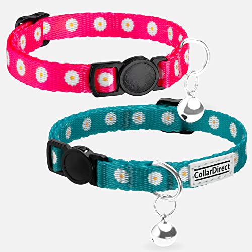 CollarDirect Cat Collar Breakaway with Removable Bell Set of 2 PCS - color: Pink & Green