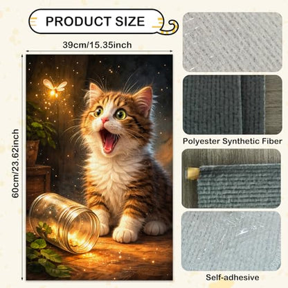 Cat Scratch Pad 15.3x23.6 Inches Polyester Synthetic Fiber, Kitten & Firefly Print, wall cat Scratcher, Scratching mat, Home Decor, Playroom, Apartment (2pcs) - color: LU15981-2pcs