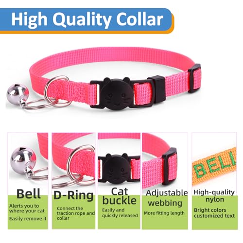Personalized Cat Collars, Embroidered with Pet Name and Phone Number, Adjustable Nylon Breakaway Safety Release Buckle ID Collar,Custom Text with Bell for Cat or Kitten,Teal - color: Teal