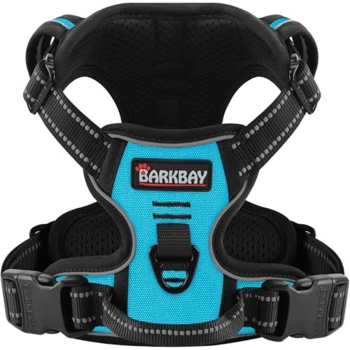 BARKBAY No Pull Pet Harness Dog Harness Adjustable Outdoor Pet Vest 3M Reflective Oxford Material Vest for BLUE Dogs Easy Control for Small Medium Large Dogs (S) - color: Blue, size: Small