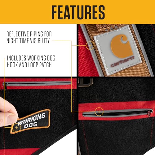 Carhartt Nylon Ripstop Service Dog Harness, Durable & Comfortable Water Repellent Service Dog Vest, Medium - size: Medium