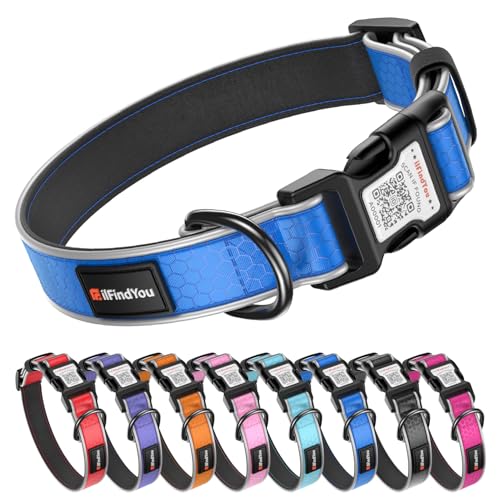 Reflective Dog Collar with QR Code Tag, Personalized Dog Collar, Safety Night Visibility, Anti-Loss Function (Blue-02, Small) - color: Blue-1, size: Small