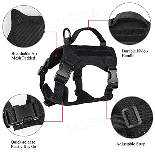 Tactical Puppy Vest Harness, Adjustable Military Vests for Small Dogs Outdoor Training Puppy Harnesses with Handle - color: Black