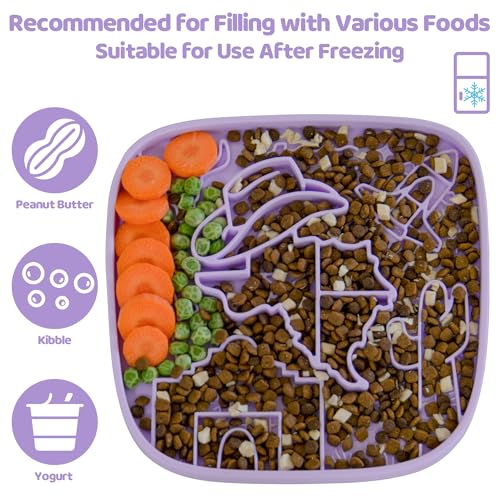 Puzzle Feeder Snuffle Mat and Lick Mat for Dogs,Texas Textured Slow Feeder, 0.75 Inch Thin Silicone Mat Holds 3 Cups, Dishwasher and Microwave Safe, Purple - color: Purple