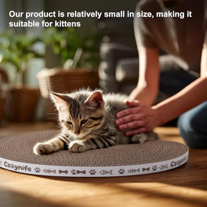 10 Inch Round Cat Scratcher Pad Refill - 3/5 Inch Thick Compressed Cardboard, Universal Fit for Round Scratching Posts & Standalone Use, Protect Furniture for Indoor Cats (1 PCS) - size: 1 PCS