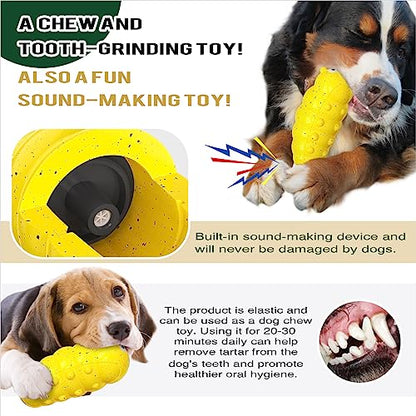 Dog Chew Toys, Squeaky Interactive, for Aggressive Chewers, TPR Rubber, Tough and Durable (Yellow) - color: Yellow