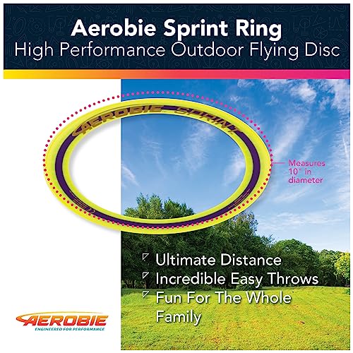 Aerobie Sprint Ring Outdoor Flying Disc, 10 Inches, Yellow - color: Sprint Ring Yellow