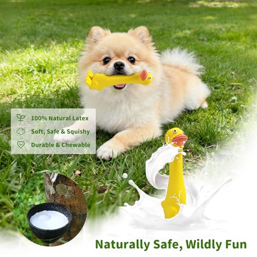 Latex Squeaky Dog Toys, 3 Pack Soft Rubber Dog Chew Toys, 7" Standing Stick Animal Pet Toy to Keep Them Busy, Interactive Fetch Squeak Toy for Puppy Small Dogs - color: Purple & Yellow & Green